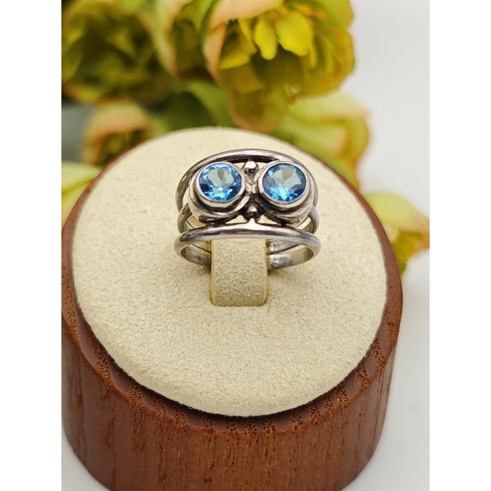 Handmade Topaz Artisan Cluster Ring Womens 4.5 Silver Southwest Boho Gemstone